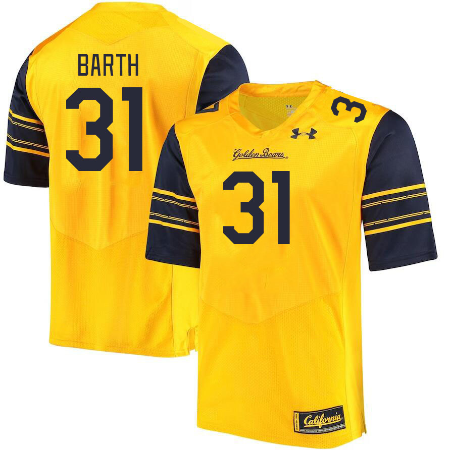 Men #31 Hunter Barth California Golden Bears College Football Jerseys Stitched Sale-Gold - Click Image to Close